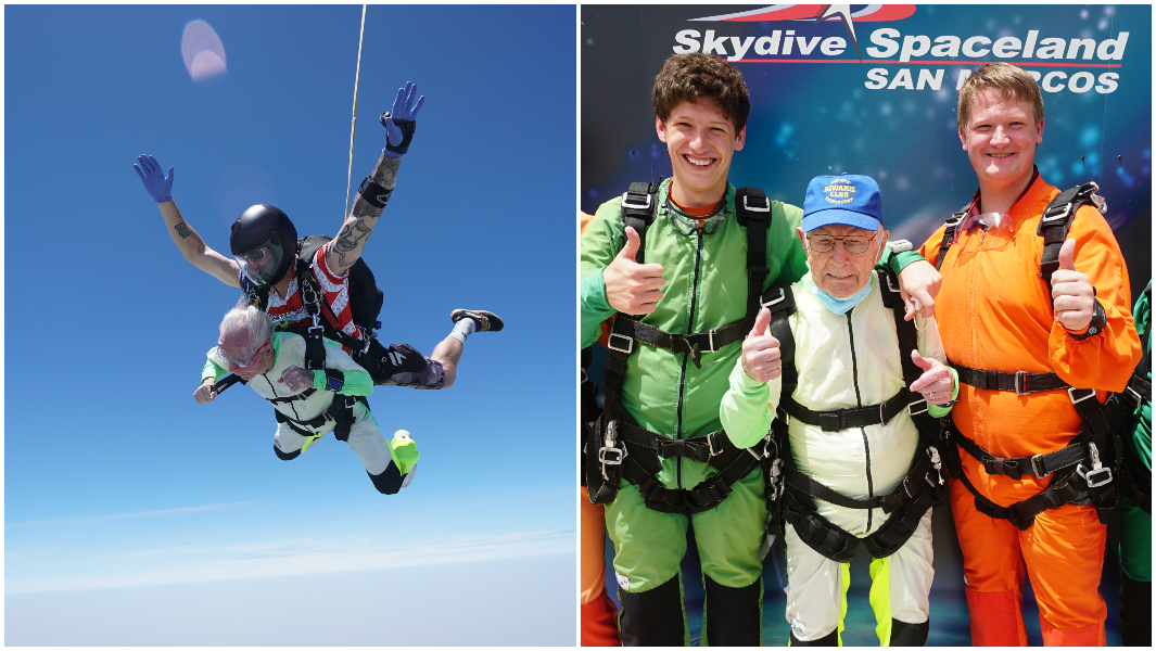 Oldest-tandem-parachute-jump-male-free-falling-and-with-grandsons