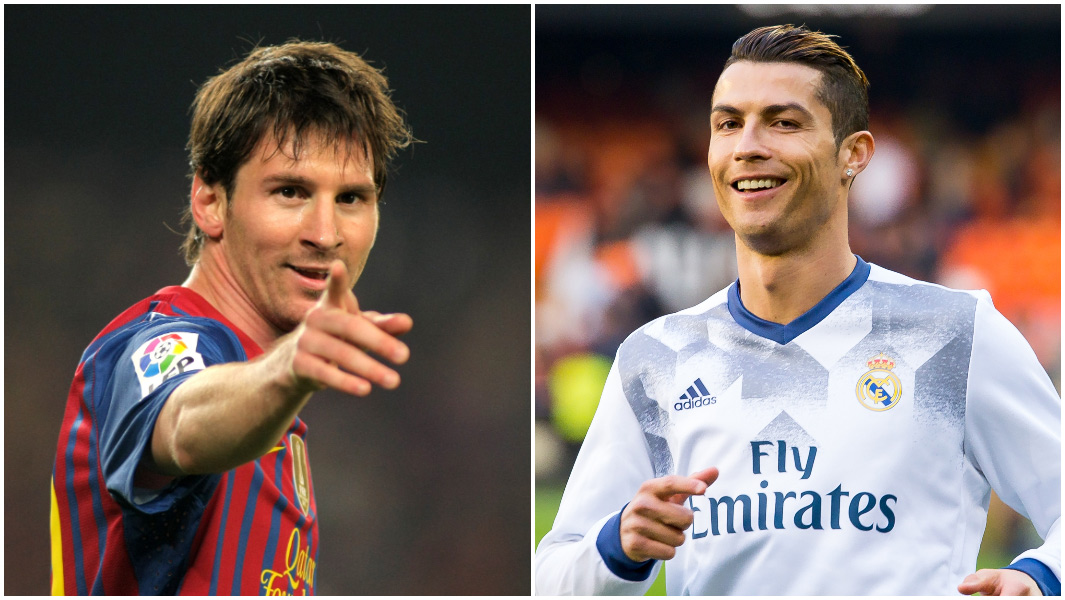 split image of Lionel Messi and Cristiano Ronaldo
