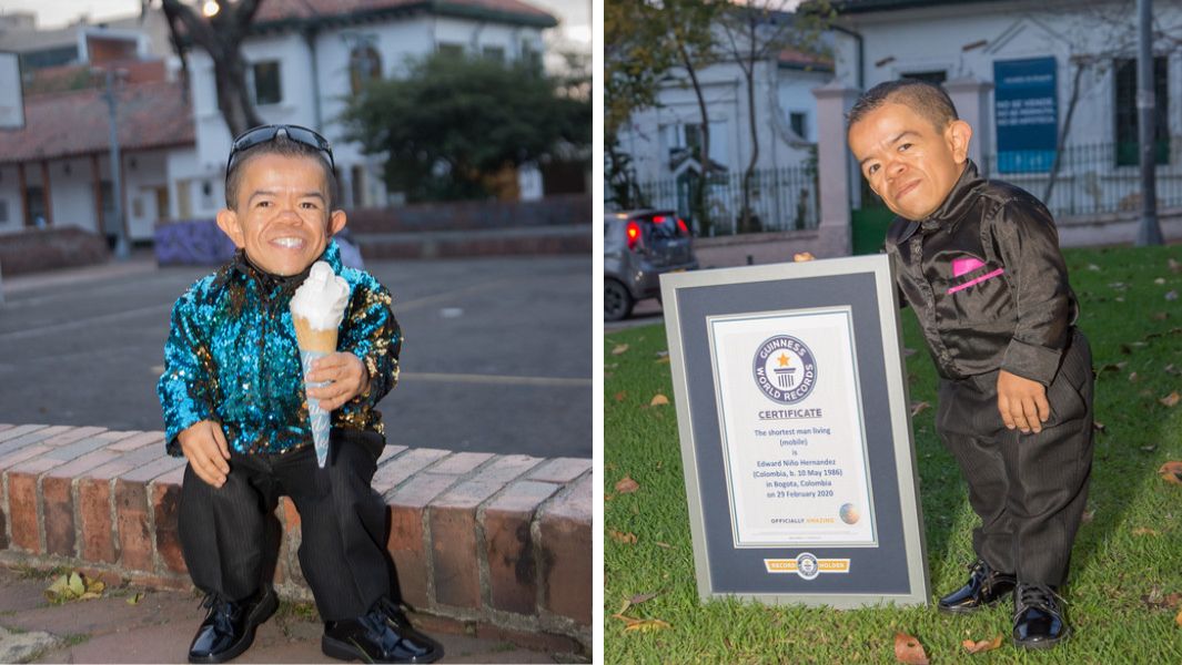Split image of Edward Nino Hernandez record holder from Colombia