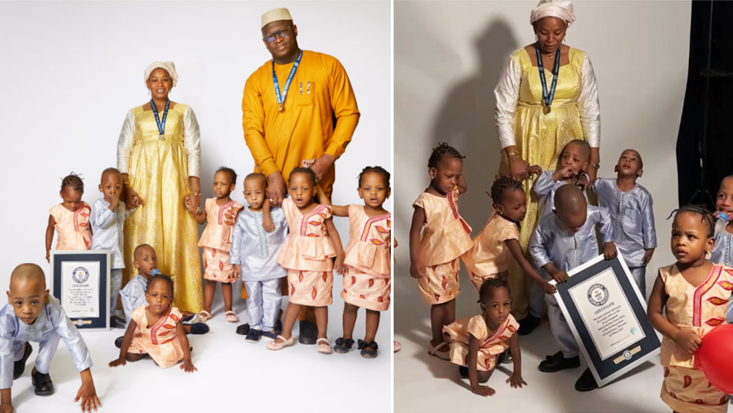 split image of Cisse nonuplets