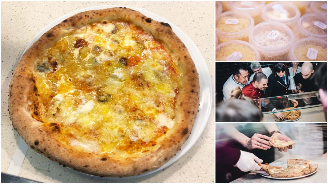 Greatest variety of cheese on a pizza colage