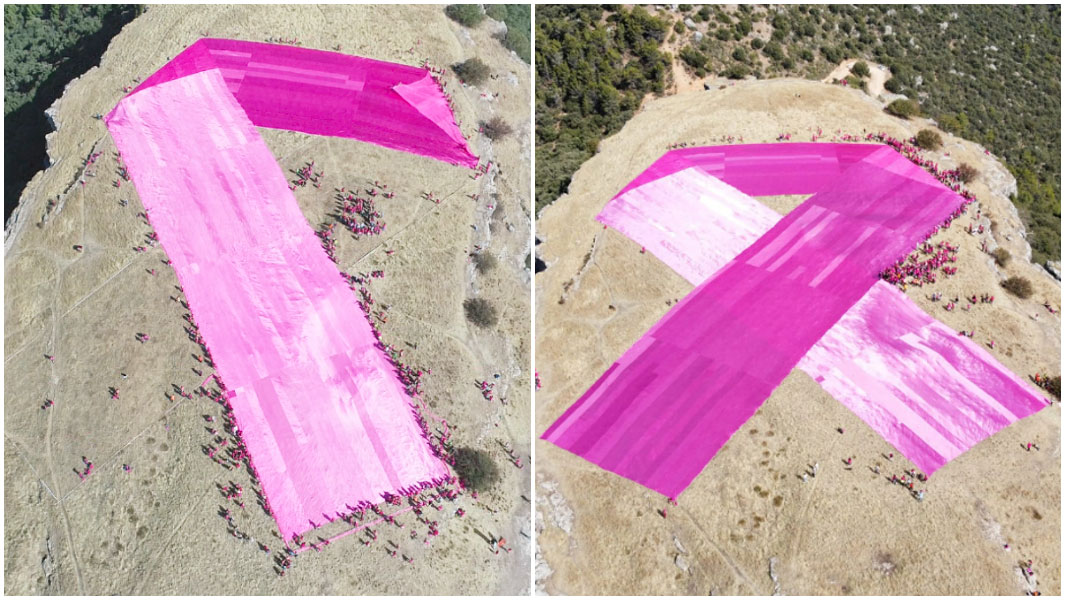 largest awareness ribbon split  image